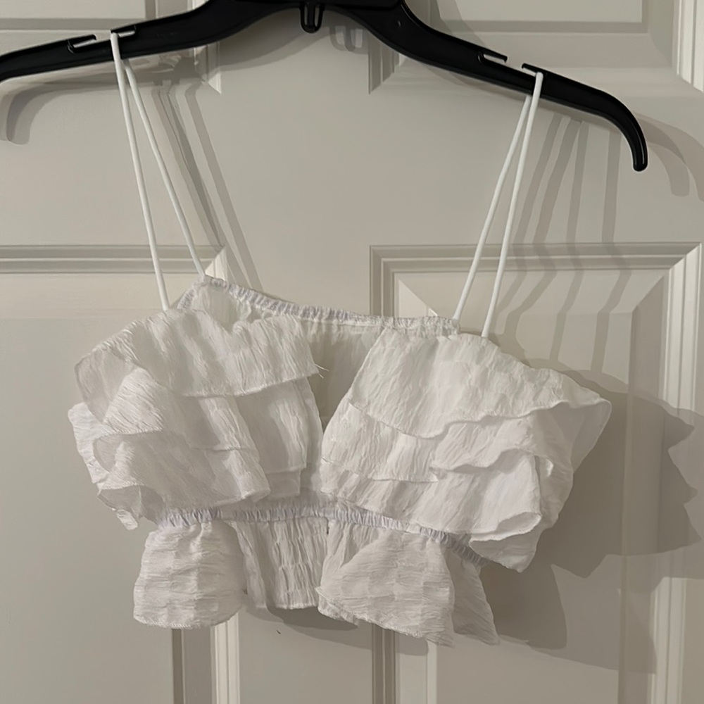 SHEIN Cream Ruffled Smocked Camisole